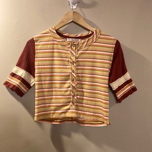 We The Free Striped Crop Top in Rust, Cream, Yellow